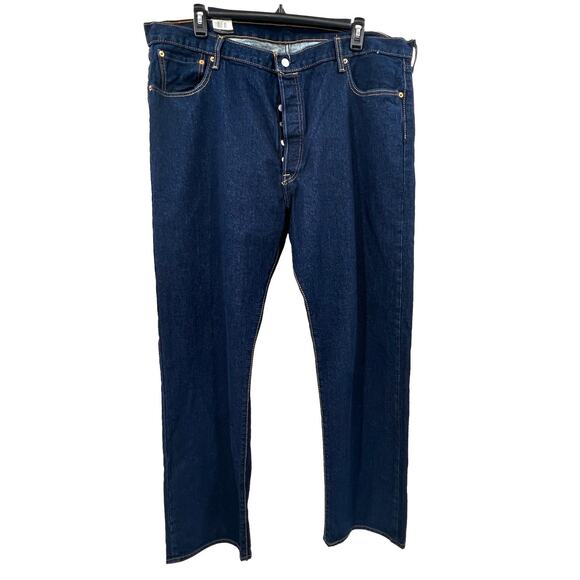 Levi's 501 Original Jeans Men's 44x34 100% Cotton Dark Wash Denim Casual - Picture 1 of 8
